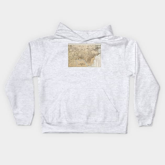 Vintage Map of Cambridge Massachusetts (1877) Kids Hoodie by Bravuramedia